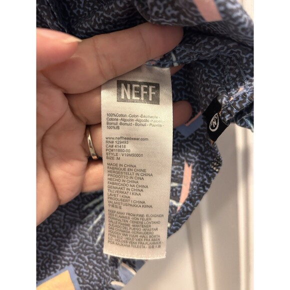 Neff Button Up Shirt Mens Medium Black Multicolor Retro Geometric Casual 90’s - Picture 3 of 4